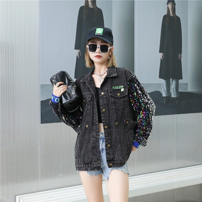 Loose-Fit Black Denim Jacket