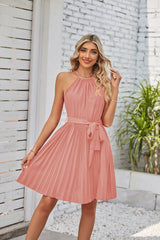 Halter Strapless Pleated Sundress