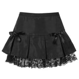 Black Goth Pleated Mini Skirt
