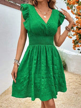 V-neck Pleated Dress