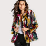 Elegant Colorful Faux Fur Coat