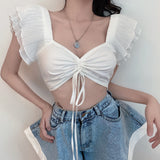Lotus Leaf Sleeve Crop Top