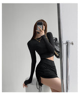 Slim High-Waist Pleated Skirt