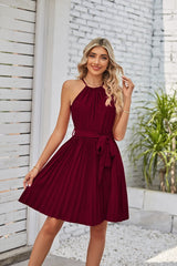 Halter Strapless Pleated Sundress