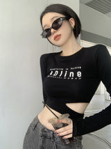 Letter Print Slim Long-Sleeve T-Shirt