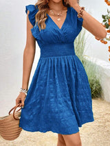 V-neck Pleated Dress