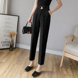 Cropped High-Waist Suit Trousers