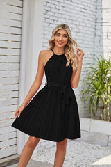 Halter Strapless Pleated Sundress