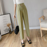 Cropped High-Waist Suit Trousers