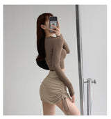 Slim High-Waist Pleated Skirt