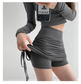 Slim High-Waist Pleated Skirt