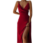 V-Neck Printed Slit Dress