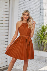 Halter Strapless Pleated Sundress