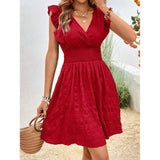 V-neck Pleated Dress